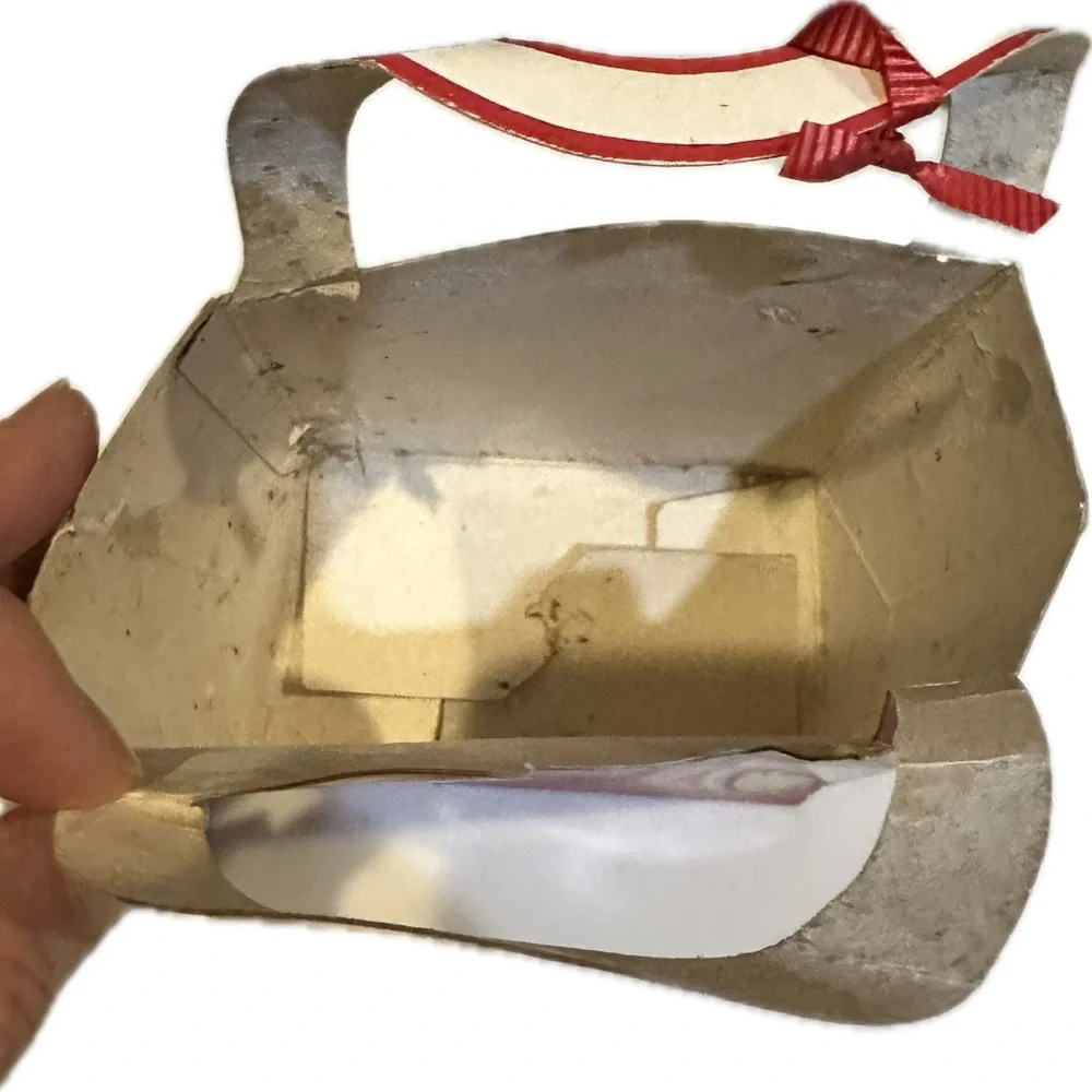VTG 1985 RARE VALENTINE GIFT BAG COLLECTIBLE DISTRESSED TEDDY BEAR HEART 4”x7”